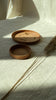 Round leather tray nude