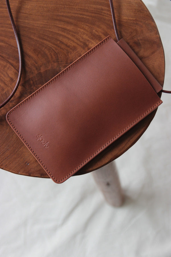 Leather phone sling brown