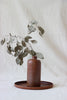 Round leather tray brown