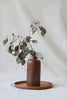 Round leather tray nude