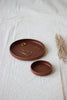 Round leather tray brown