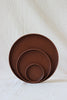 Round leather tray brown