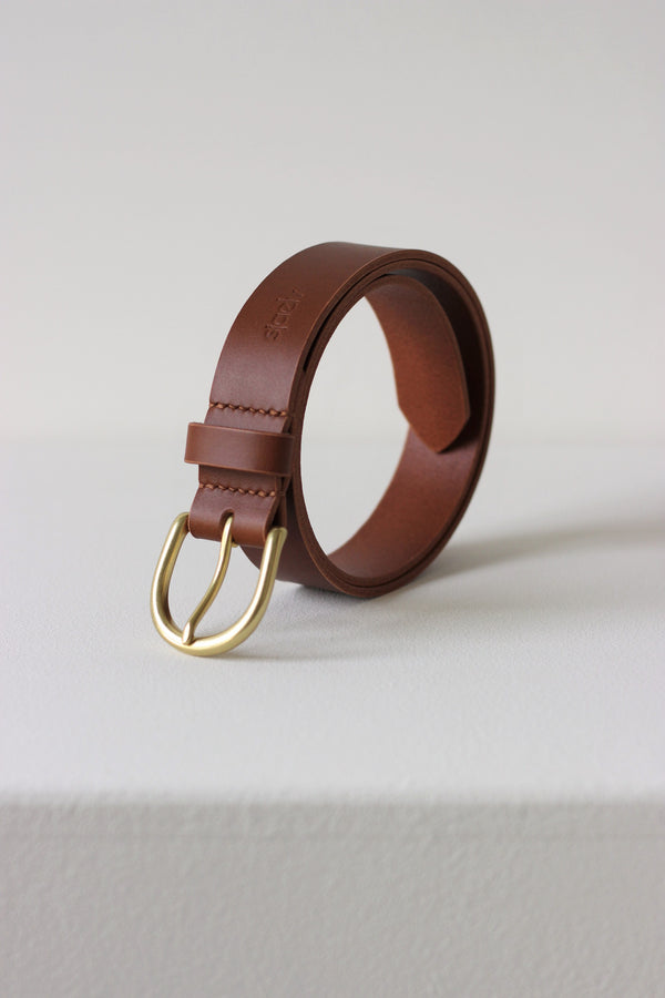 Brass buckle belt brown