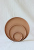 Round leather tray nude