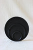 Round leather tray black