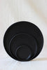 Round leather tray black
